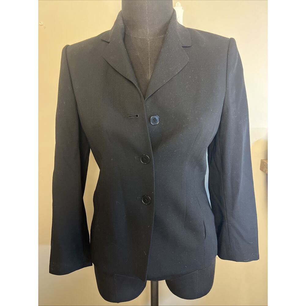 Country Road Black Blazer Suit Jacket 100% Wool Size 6 Lined Career Professional